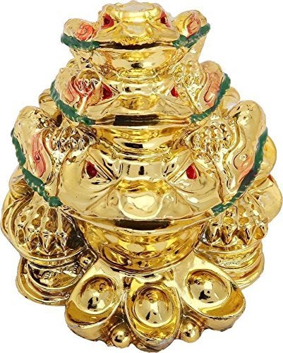 Ripe India® Feng Shui Money Frog (Three Legged Toad) Hold Two Ignots On A Pile of Money for Wealth Luck Showpiece 7 Cm - Image 5