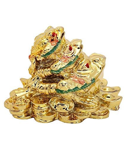 Ripe India® Feng Shui Money Frog (Three Legged Toad) Hold Two Ignots On A Pile of Money for Wealth Luck Showpiece 7 Cm - Image 2