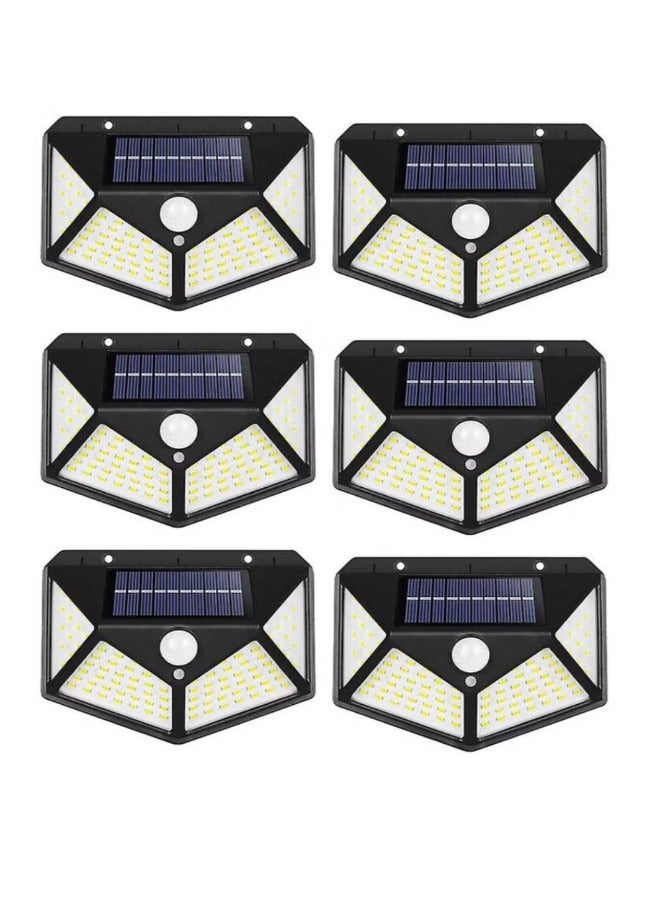 Generic Pack Of 6 Pcs 100 Led Solar Outdoor Light Solar Motion Sensor Security Lights With 3 Lighting Modes Wireless Solar Wall Lights Waterproof Solar Powered Lights For Garden Home And Garage Use Black  - Image 1