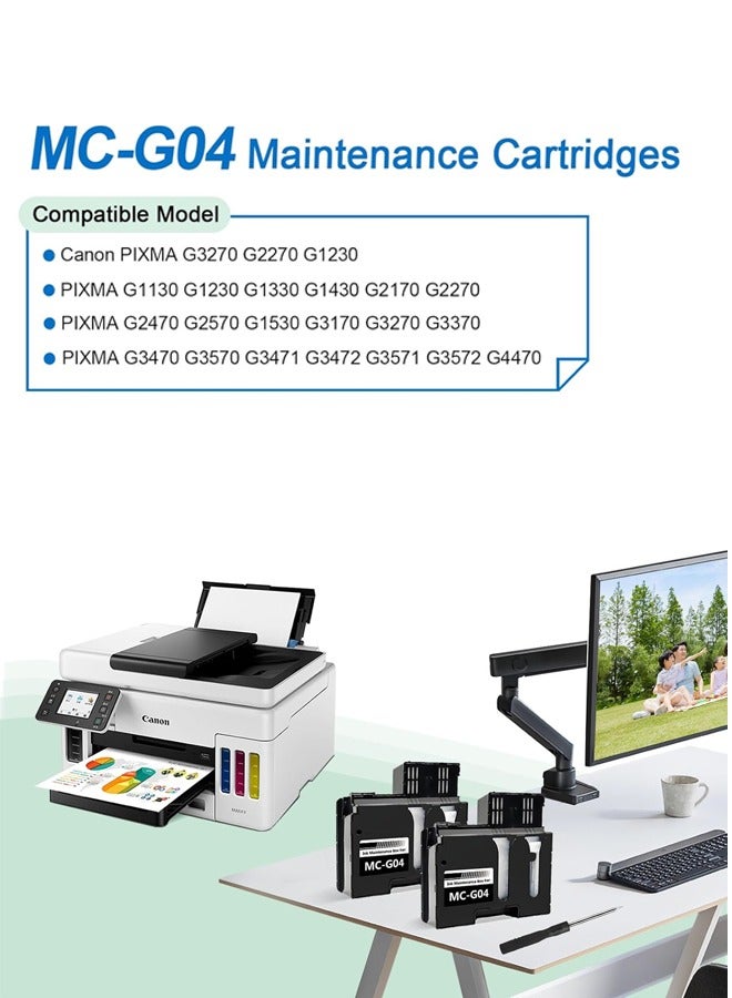 كانون خرطوشة صيانة الحبر MC-G04 مع شريحة جديدة MC G04 للاستخدام مع طابعة MegaTank G3270 G2270 G1230 - Image 3