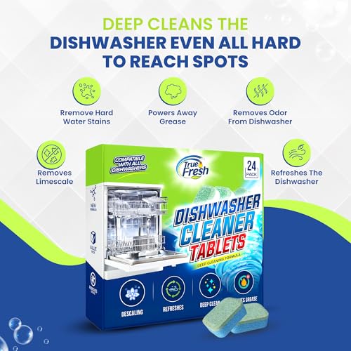 True Fresh Dishwasher Cleaner & Deodorizer Tablets, 24-Pack Dishwasher Maintenance Tablets for Interior, Pump, Filter, Spray arm & Drain, Helps Remove Grease, Limescale & Mineral Buildup 1-Year Supply - Image 3