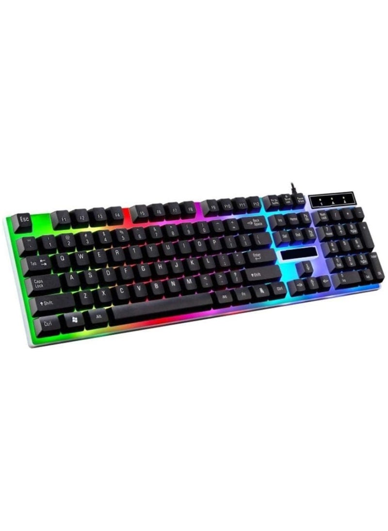 KUYING G21 Waterproof Rainbow Keyboard with Rainbow Backlight USB Wired Game Keyboard - Light Leopard G21 Wired USB Lighting Game Mouse and Keyboard (Keyboard+Mouse - - Black)  - Image 4