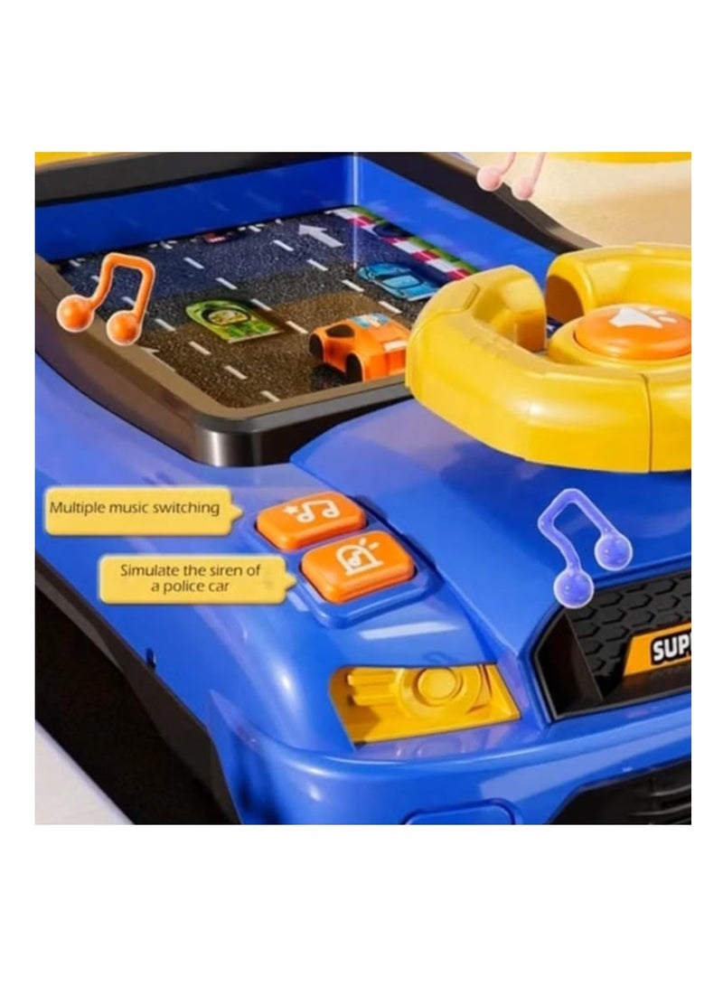 وحدة تحكم لعبة سباق السيارات، محاكاة قيادة مسلية وتفاعلية، لعبة سباق السيارات المغامرة تعمل بالبطارية مع عجلة قيادة مع تأثيرات صوتية للأطفال الصغار - Image 3