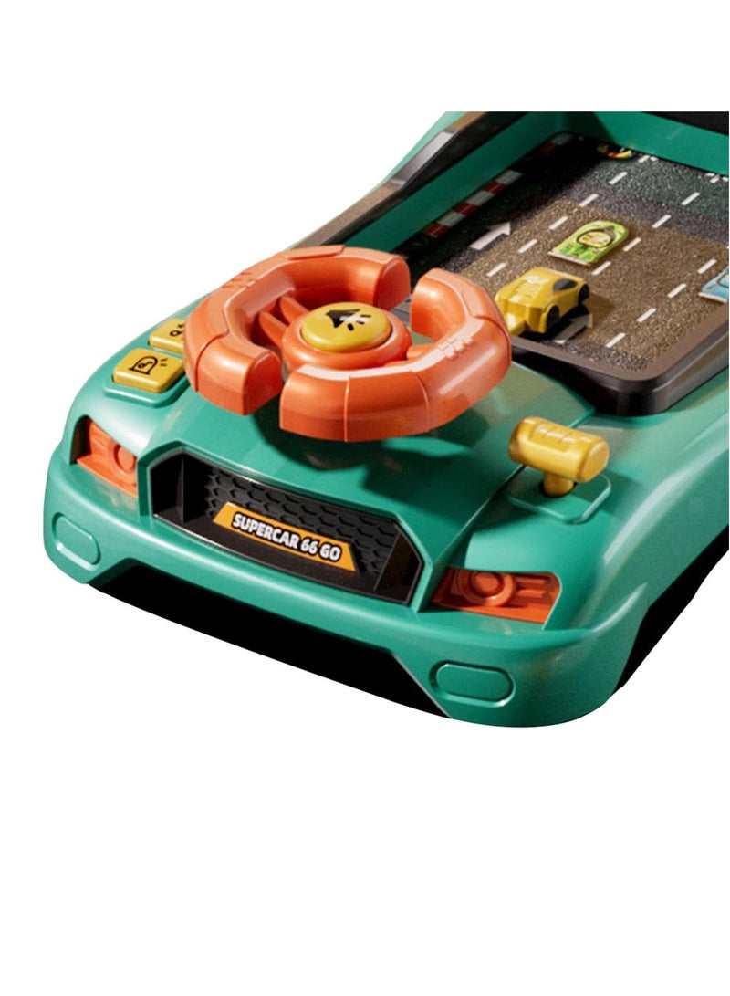 وحدة تحكم لعبة سباق السيارات، محاكاة قيادة مسلية وتفاعلية، لعبة سباق السيارات المغامرة تعمل بالبطارية مع عجلة قيادة مع تأثيرات صوتية للأطفال الصغار - Image 4