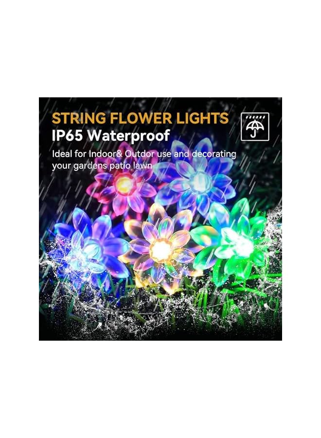 The Bros Solar Flower String Lights Outdoor Waterproof, Upgraded Flower Fairy Light for Garden, Fence, Patio, Yard Christmas Tree Lawn Party (Multi-Colored, 23FT, 50 LEDs)  - Image 3