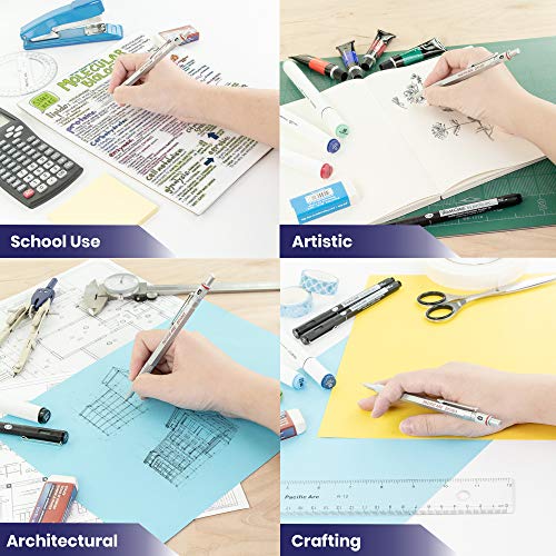 Pacific Arc Chromagraph Metal Mechanical Pencil .3 mm Silver Barrel Mechanical Pencil with Built In Lead Pencil Grade Indicator, Lead Pencil Holder for Drafting, Sketching, and Drawing - Image 5