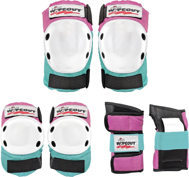 Wipeout Dry Erase Kids’ Pad Set with Knee Pads, Elbow Pads, and Wristguards - Pink/Teal, Ages 5+ - Image 1