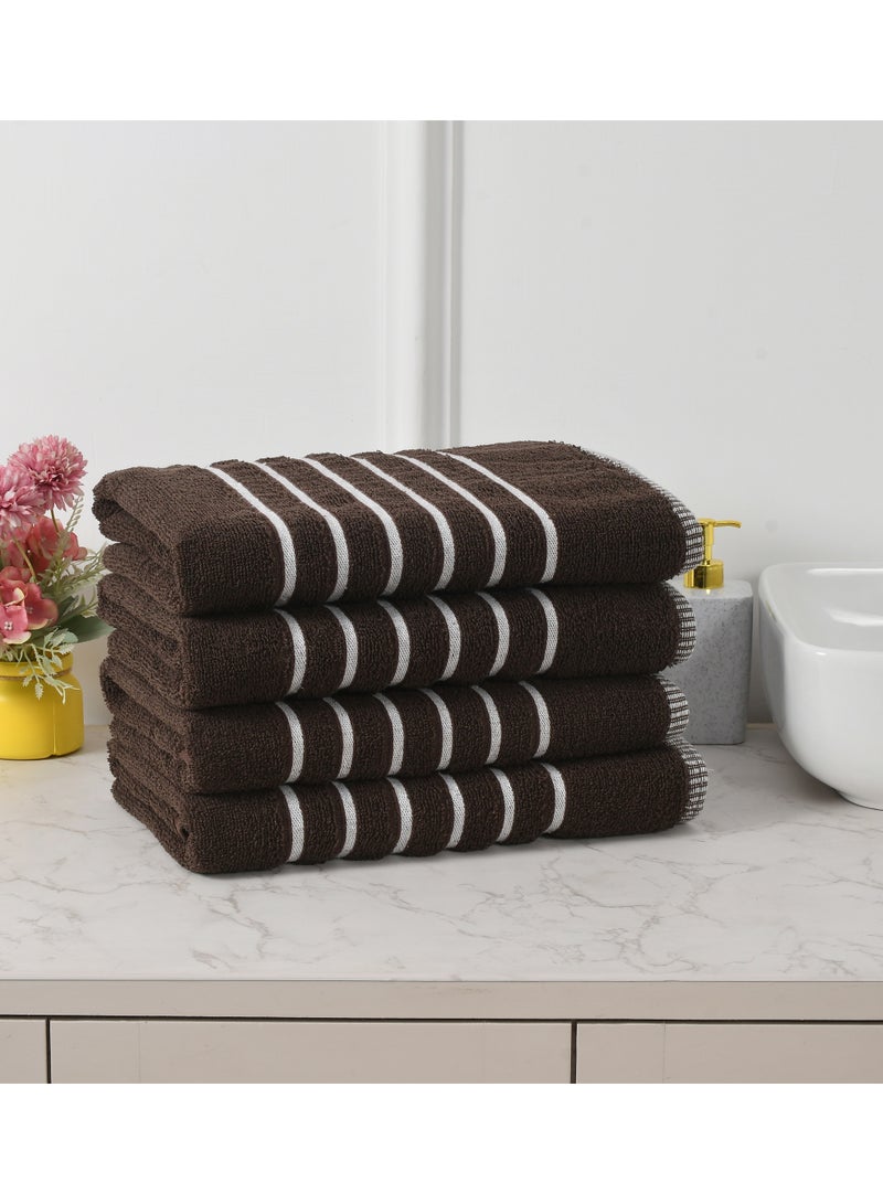 AURIO Premium 100% Cotton Bath Towel Set of 4 – Large 70x140 cm Ultra-Absorbent Plush Body Towels with Nautical Six-Stripe Dobby Border – Elegant Luxury Collection - Image 1