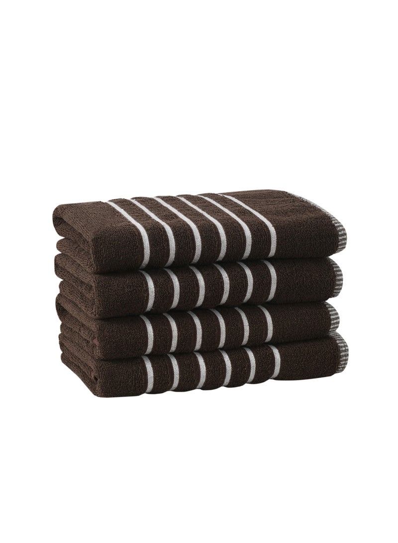 AURIO Premium 100% Cotton Bath Towel Set of 4 – Large 70x140 cm Ultra-Absorbent Plush Body Towels with Nautical Six-Stripe Dobby Border – Elegant Luxury Collection - Image 4