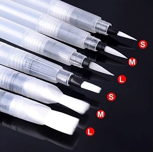 هوبي ماركت ارت Hobby Market Art Waterbrush Water Chamber Brush Set 6 Different Thicknesses