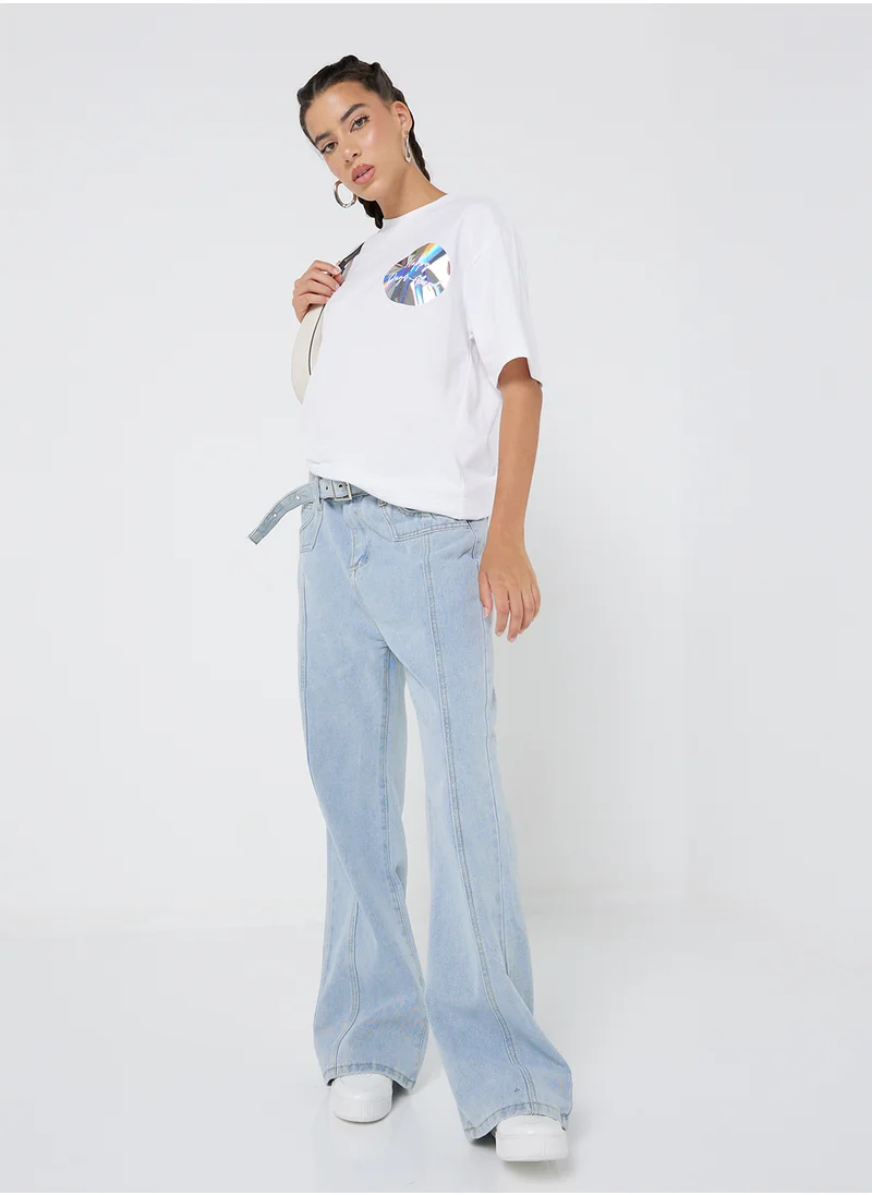 جينجر Oversized Tee With Drop Shoulder