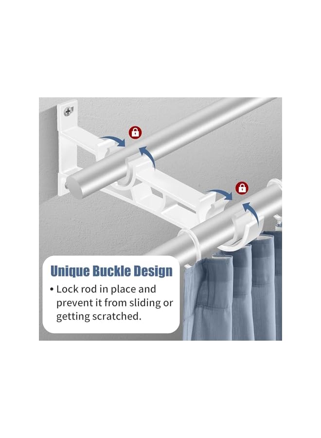 erorex Double Curtain Rod Bracket, Curtain Rod Brackets, Heavy Duty Curtain Rod Holder for 2.5cm Curtain Rods, Curtain Rod Hooks for Wall Black Double Curtain Brackets Hook,3PCS Drape Rod Bracket,White  - Image 5