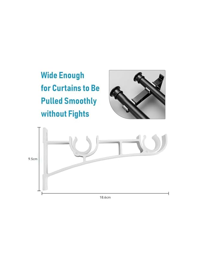 erorex Double Curtain Rod Bracket, Curtain Rod Brackets, Heavy Duty Curtain Rod Holder for 2.5cm Curtain Rods, Curtain Rod Hooks for Wall Black Double Curtain Brackets Hook,3PCS Drape Rod Bracket,White  - Image 2