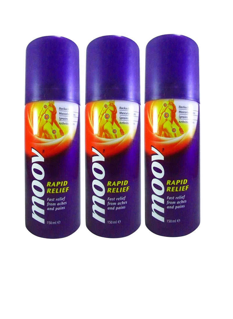 Moov Pack Of 3 Rapid Pain Relief Spray 150ml 
