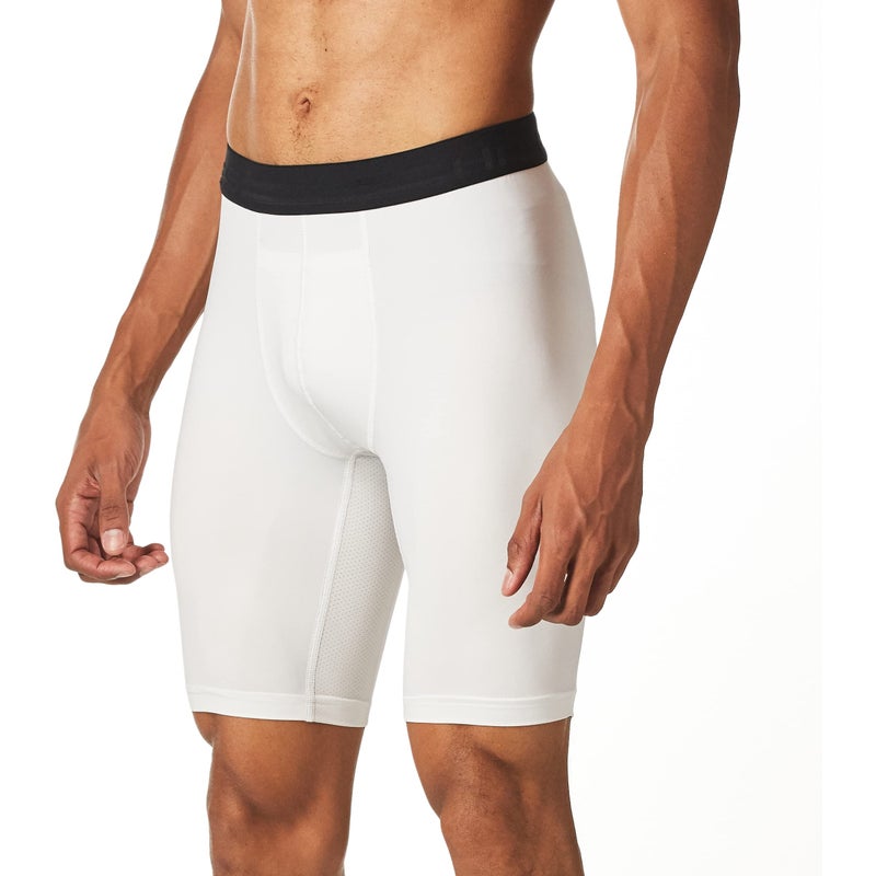 Hanes Mens Sport Performance Compression Short True WhiteEbony Small - Image 2