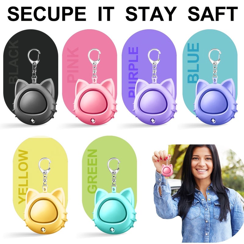 Yellow Personal Safety Alarm 130Db LED Flashlight Long Standby Pocket Size - Image 1