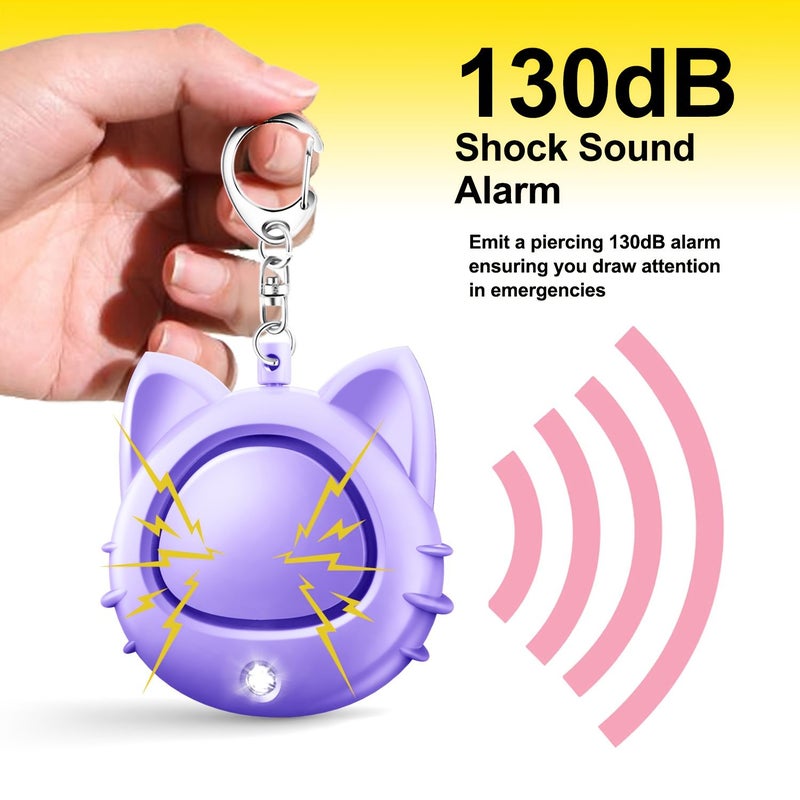 Yellow Personal Safety Alarm 130Db LED Flashlight Long Standby Pocket Size - Image 4