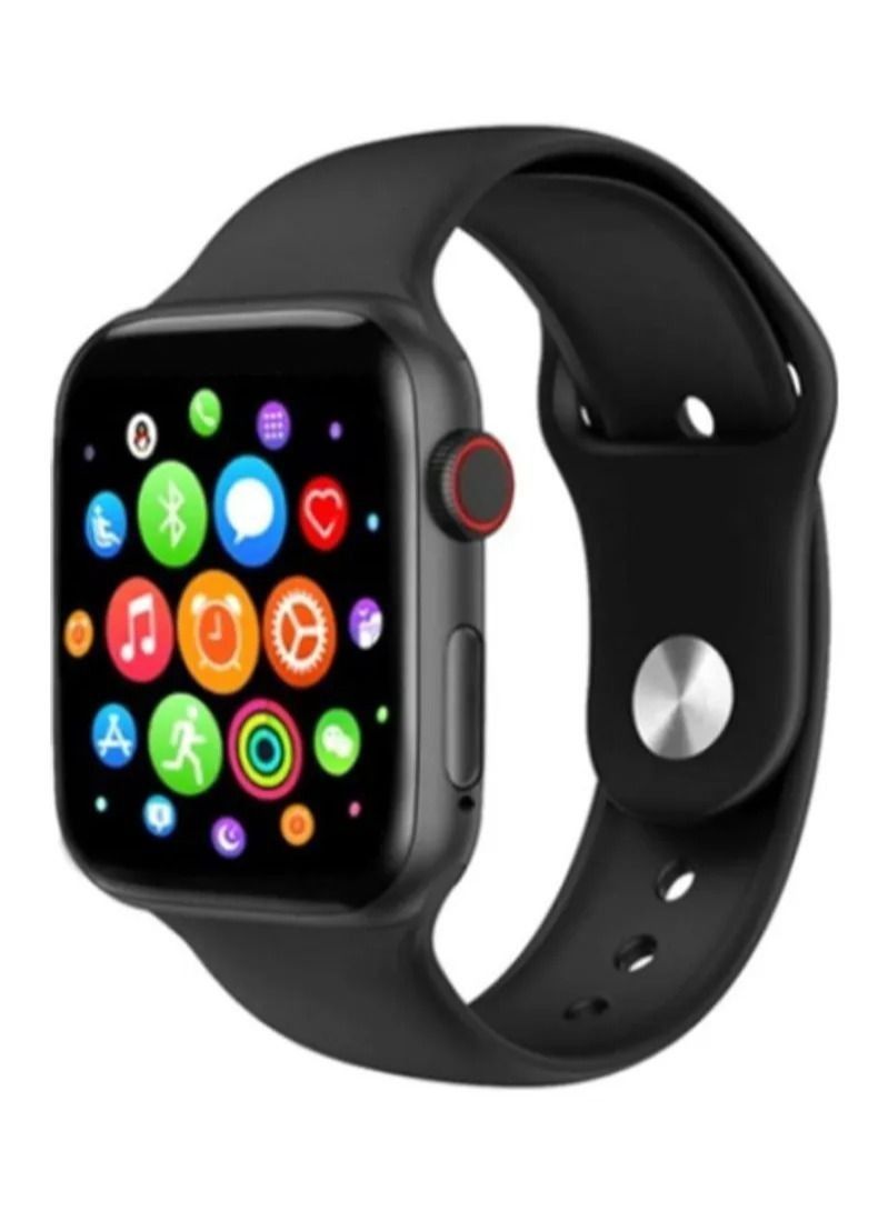 سوار ساعة Apple ، حزام ساعة Apple Watch من السيليكون لسلسلة Apple Watch 7/6 / SE / 5/42/44/45 ملم ، أسود - Image 1