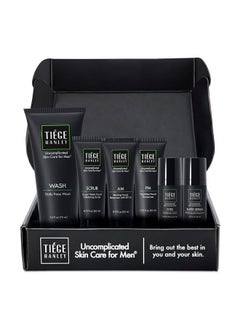 tiege hanley Tiege Hanley Mens Skin Care Set, Anti-Aging Skin Care Routine for Men (System Level 3) - Men's Skincare Set for Fines Lines Includes Face Wash, Scrub, Moisturizer, Eye Cream, & Face Serum  - Image 1