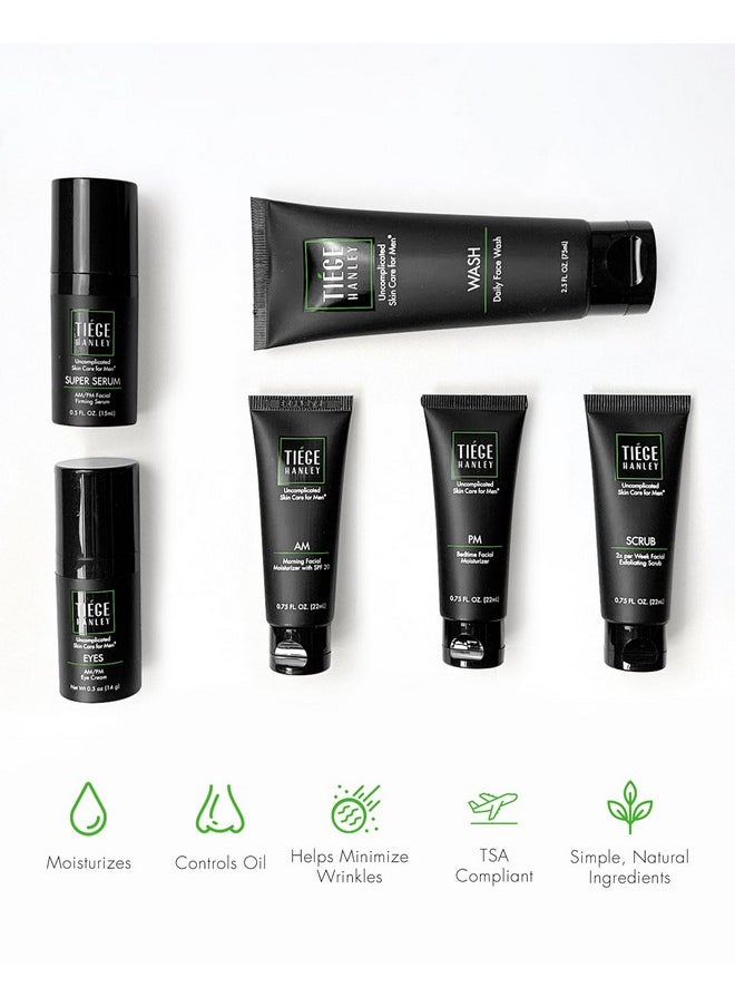 tiege hanley - Tiege Hanley Mens Skin Care Set, Anti-Aging Skin Care Routine for Men (System Level 3) - Men's Skincare Set for Fines Lines Includes Face Wash, Scrub, Moisturizer, Eye Cream, & Face Serum - Image 1
