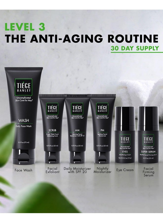tiege hanley - Tiege Hanley Mens Skin Care Set, Anti-Aging Skin Care Routine for Men (System Level 3) - Men's Skincare Set for Fines Lines Includes Face Wash, Scrub, Moisturizer, Eye Cream, & Face Serum - Image 1