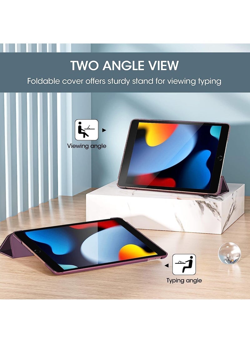 iPad 10.2 Case - Slim Translucent Hard PC Protective Smart Cover with Stand for iPad 9th Generation (2021), 8th Generation (2020), and 7th Generation (2019) - Purple