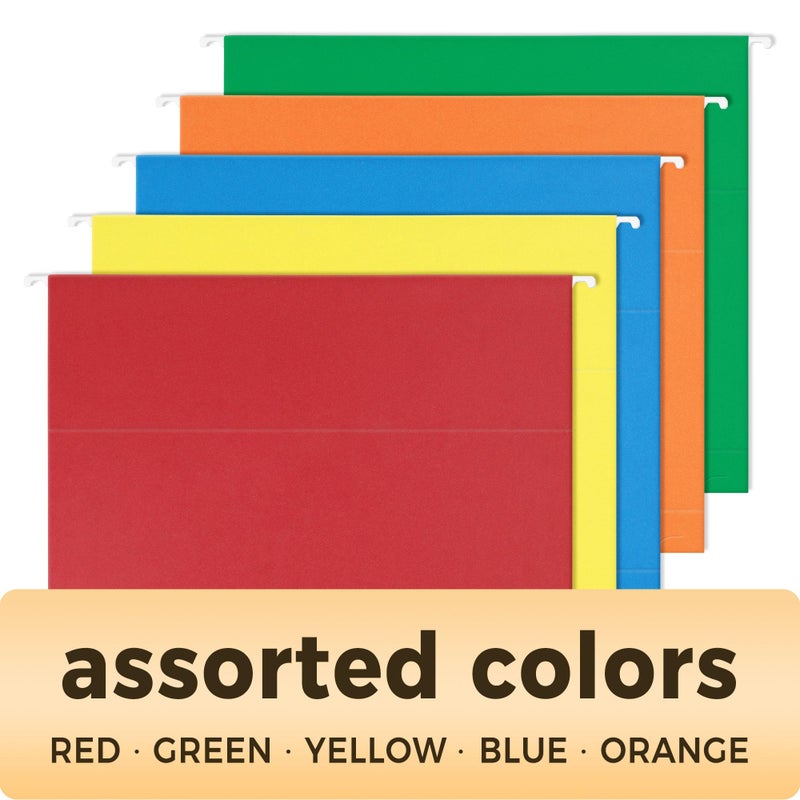 SUNEE Hanging File Folders Extra Capacity Assorted Colors, 25 Pack Letter Size File Folders with 1/5-cut Tabs, Heavy Duty 2 Inch Expansion, Stay Organized for Your Home and Office Bulk File - Image 5