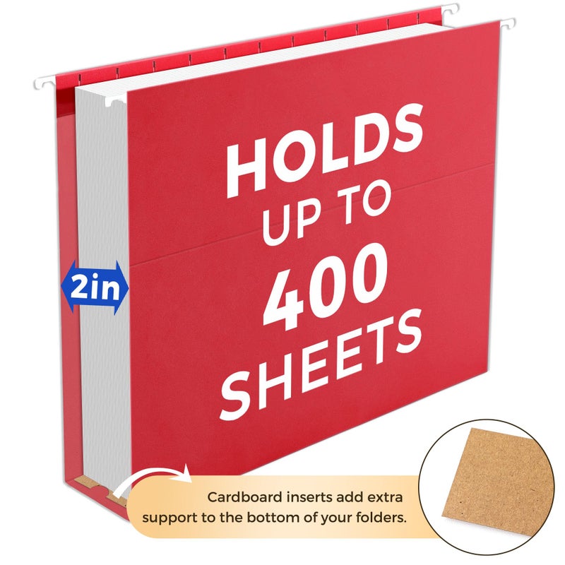 SUNEE Hanging File Folders Extra Capacity Assorted Colors, 25 Pack Letter Size File Folders with 1/5-cut Tabs, Heavy Duty 2 Inch Expansion, Stay Organized for Your Home and Office Bulk File - Image 2