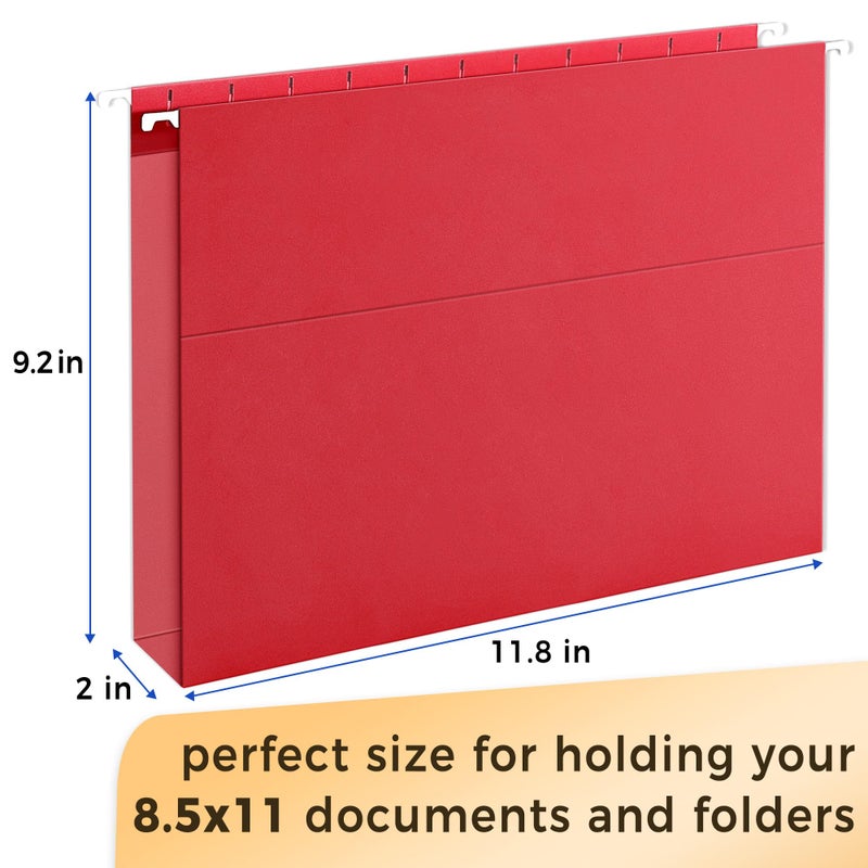 SUNEE Hanging File Folders Extra Capacity Assorted Colors, 25 Pack Letter Size File Folders with 1/5-cut Tabs, Heavy Duty 2 Inch Expansion, Stay Organized for Your Home and Office Bulk File - Image 3