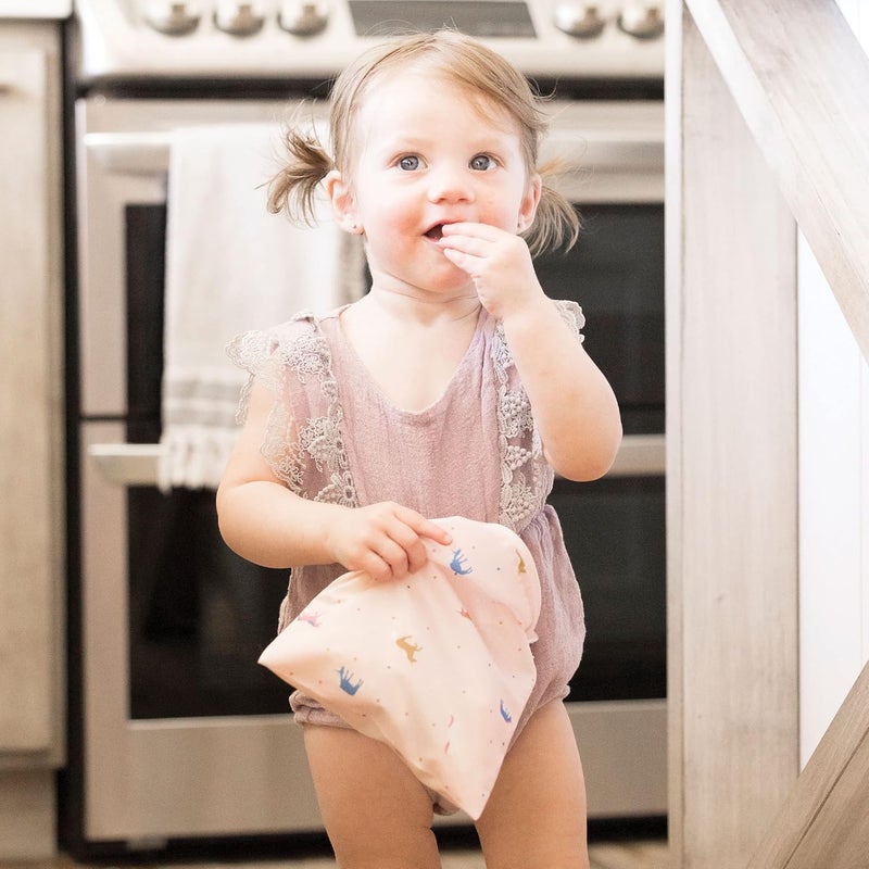 Tiny Twinkle Reusable Snack Bags for Kids – 3 Pack Snack Pouches & Sandwich Bag for Toddlers – Machine Washable, Mess-Proof for Lunch & Travel (Unicorn) - Image 3