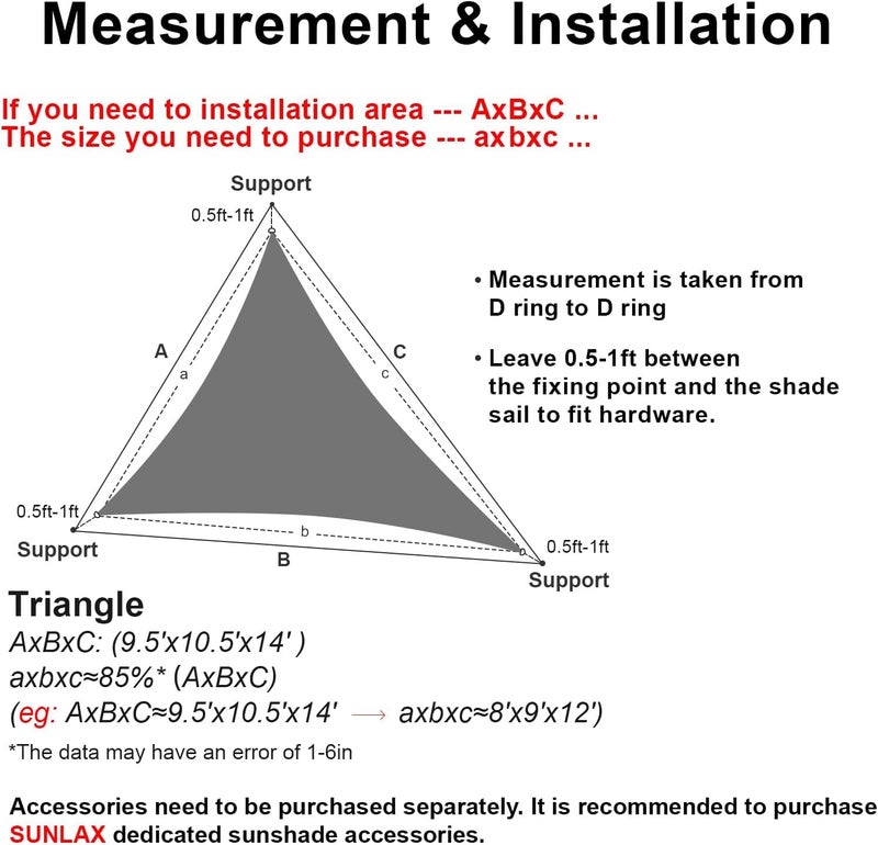 SUNLAX Sun Shade Sail 12' x 12' x 12' Dark Grey Triangle Canopy Sail Shade Cover UV Block Permeable Sunshade Outdoor for Patio Backyard (We Make Custom Size) - Image 2
