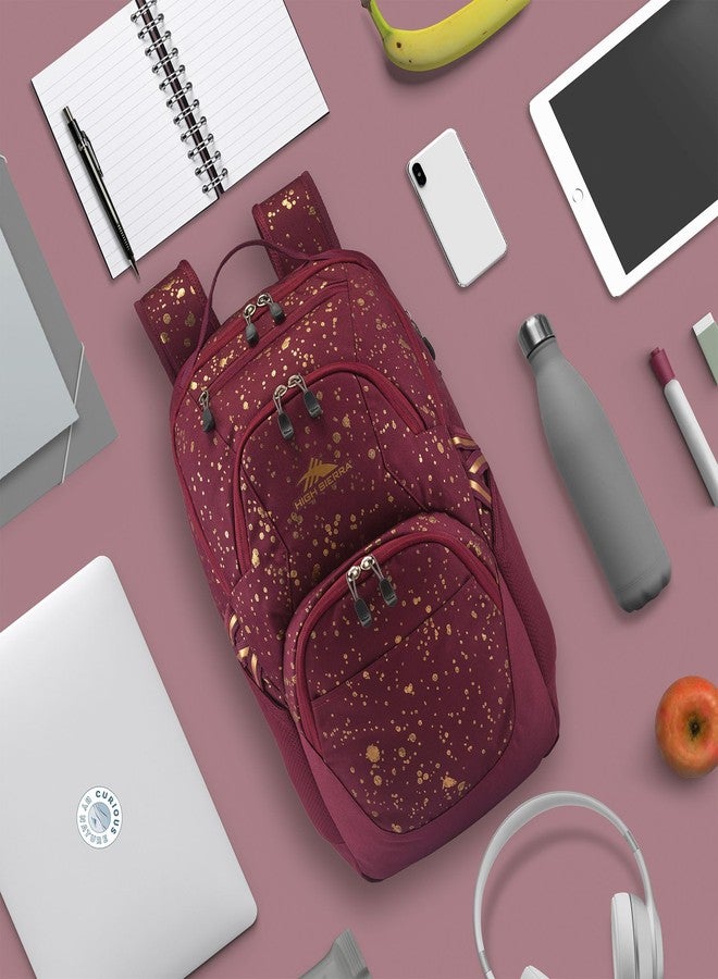 هاي سييرا حقيبة ظهر هاي سييرا سوب إس جي، حقيبة سفر أو عمل للكمبيوتر المحمول مزودة بجيب للحماية من السقوط وجيب للتابلت، مقاس واحد، لون عنابي - Image 3