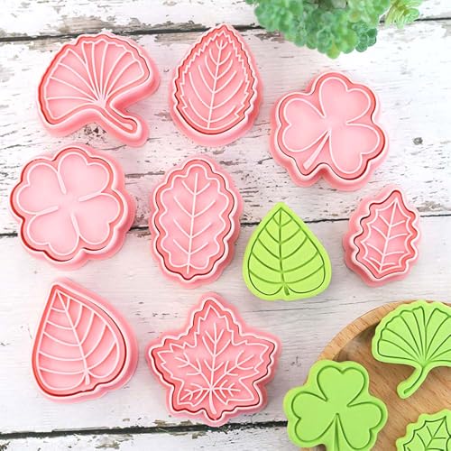 Lutoku 8 Piece Leaf Cookie Cutter Set, Autumn Shapes for Baking, Maple, Oak, Holly, Shamrock, Ginkgo, 4 leaf Clover Embossed Biscuit Cutters Molds for Fall, Thanksgiving, Holiday & Party Treats (Fall) - Image 5