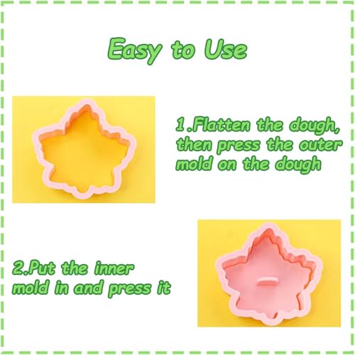 Lutoku 8 Piece Leaf Cookie Cutter Set, Autumn Shapes for Baking, Maple, Oak, Holly, Shamrock, Ginkgo, 4 leaf Clover Embossed Biscuit Cutters Molds for Fall, Thanksgiving, Holiday & Party Treats (Fall) - Image 3