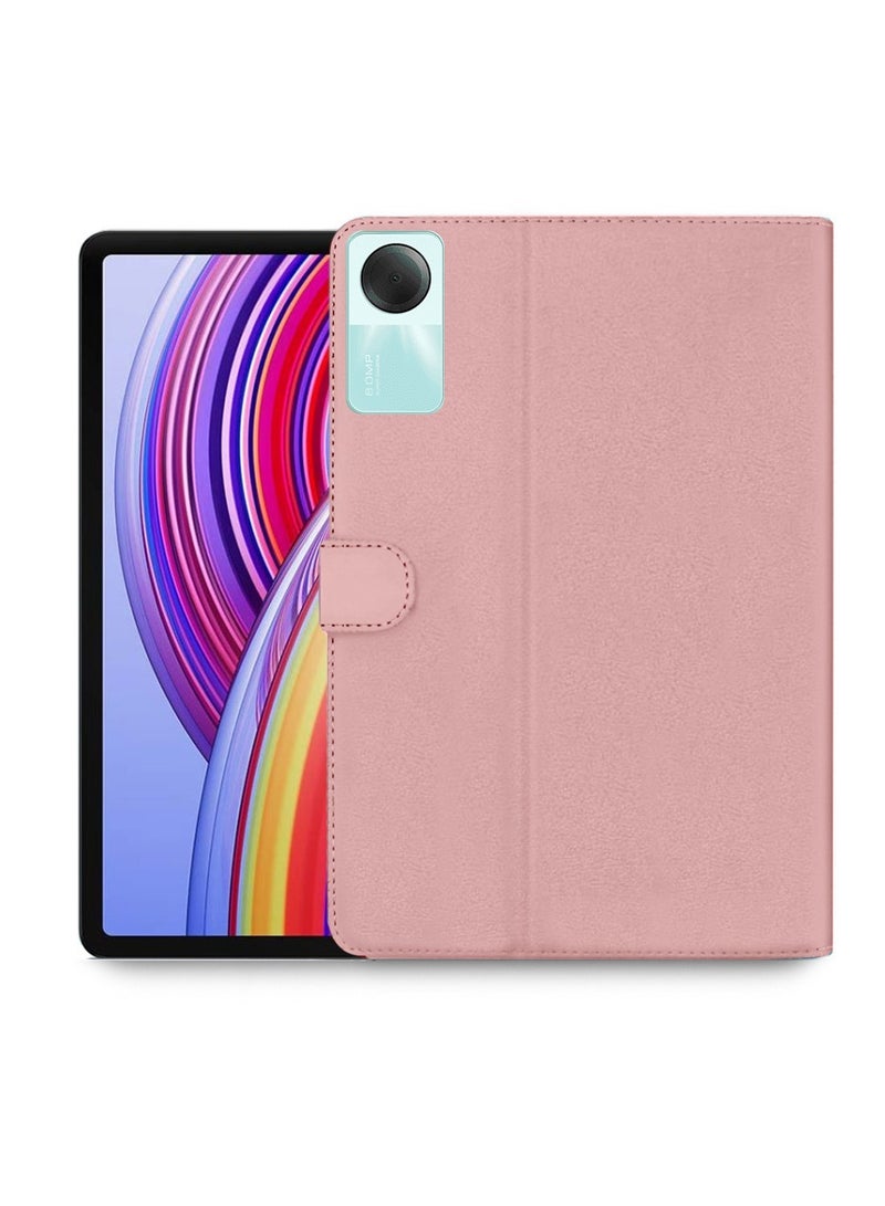 OMAKER Premium Quality Leather Smart Flip Case Full Protective Cover With Magnetic Stand For Xiaomi Redmi Pad SE 11 Inch 2023 – Rose Gold - Image 1