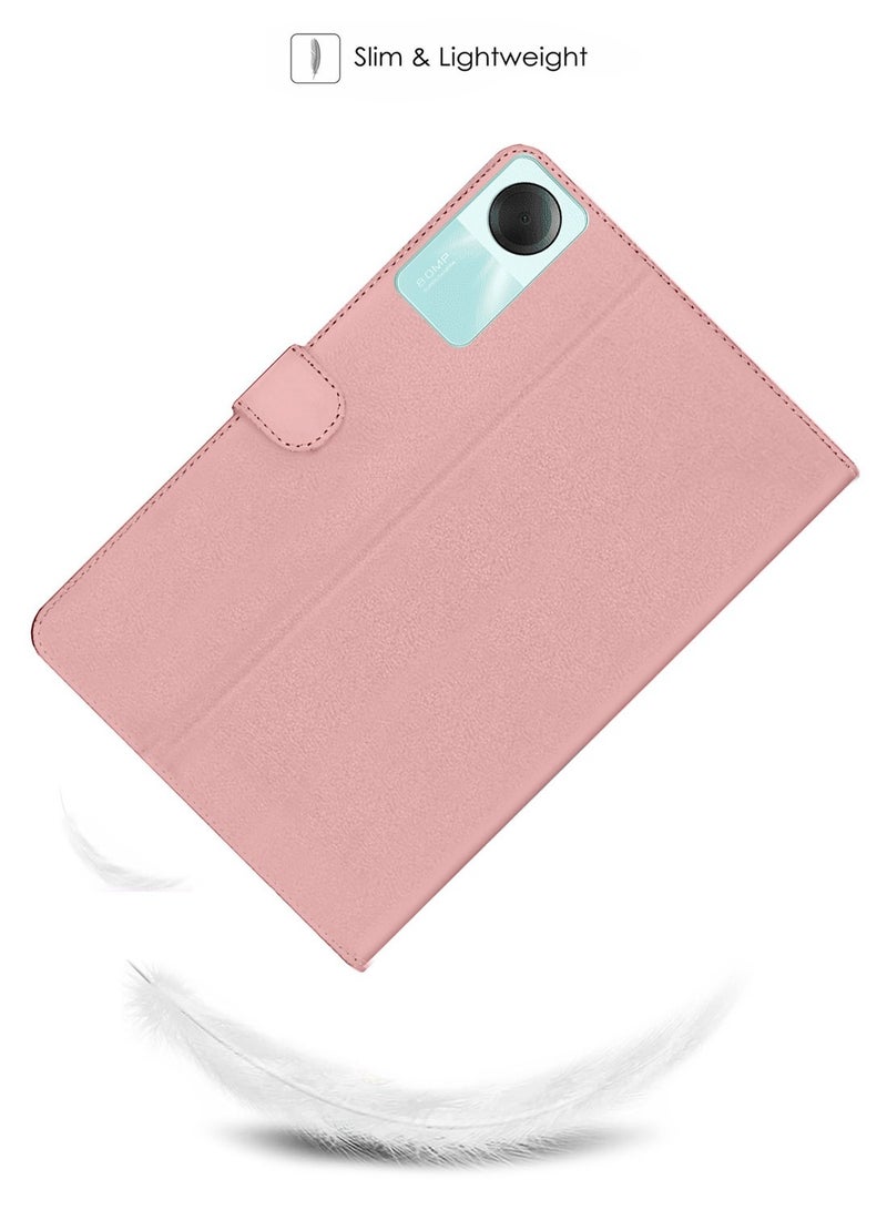 OMAKER Premium Quality Leather Smart Flip Case Full Protective Cover With Magnetic Stand For Xiaomi Redmi Pad SE 11 Inch 2023 – Rose Gold - Image 4