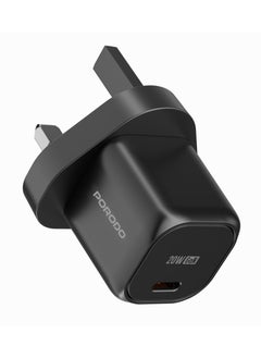 porodo PD 20W UK Fast  Wall Charger/ Power Output 20W/ Over-Heat Protection/ Universal Compatibility - Black  - Image 2
