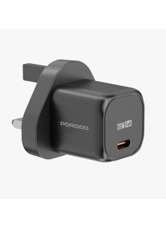 porodo PD 20W UK Fast  Wall Charger/ Power Output 20W/ Over-Heat Protection/ Universal Compatibility - Black  - Image 3