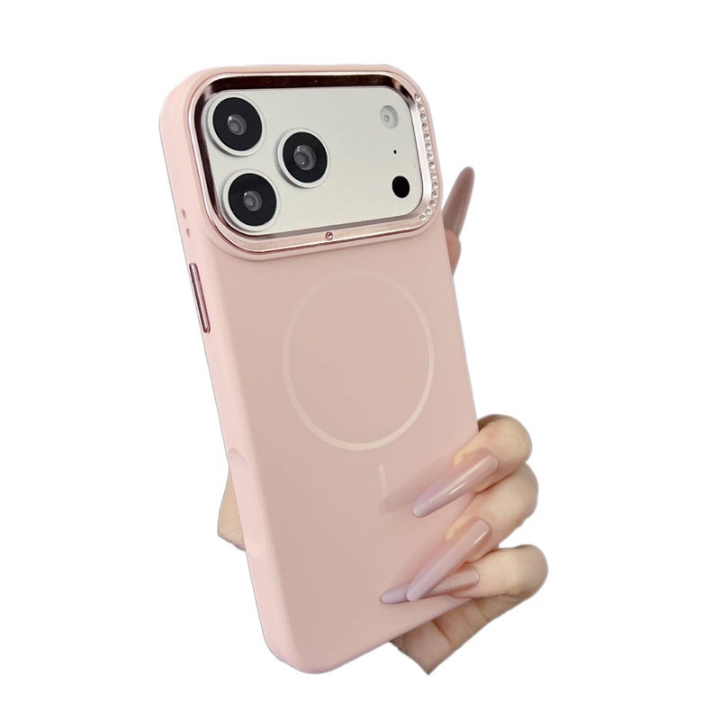 LS غطاء MagSafe بسيليكون لـ iPhone 12 Pro Max مع حماية من السقوط ومغناطيس قوي مع مقاوم للصدمات مع تغطية كاملة مع ملمس ناعم باللون وردي مغناطيسي من السيليكون باللون الوردي - Image 1