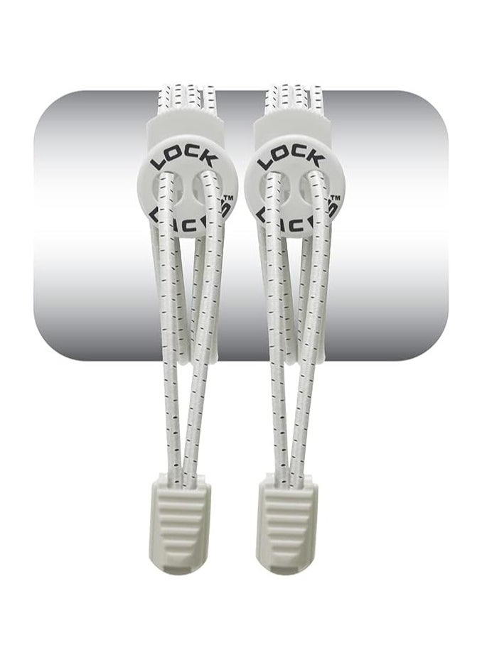 LOCK LACES Lock Laces - Elastic No Tie Shoelaces, One Size Fits All, for Kids and Adults, Elastic No Tie Shoe Laces white 