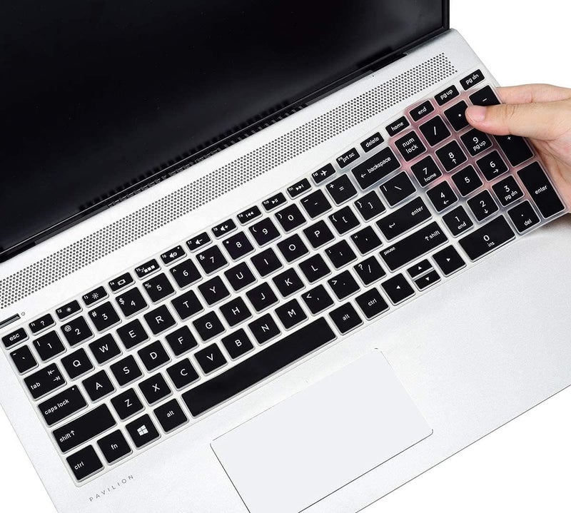 OJOS Ultra Thin Clear Keyboard Cover for 2019-2020 HP Envy x360 15.6"/HP 15.6 Laptop/Pavilion X360 15.6/Spectre x360-CH 15.6/Envy 17.3" (Black) - Image 1