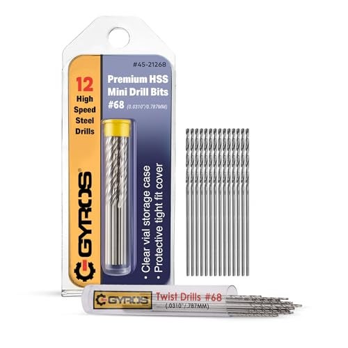 GYROS 12 PCS #68 Micro Drill Bit Set – Small Drill Bits for Jewelry, Plastic, Resin, & Soft Metal – High-Speed Steel Wire Gauge Mini Twist Drill Bit Set for Pin Vise Hand Drill & Rotary Tool - Image 1