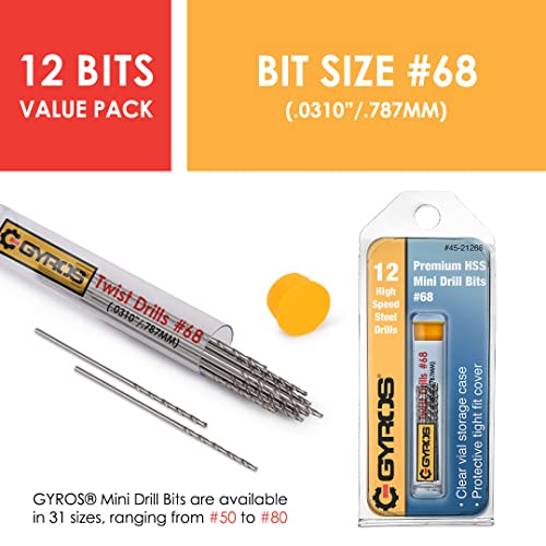 GYROS 12 PCS #68 Micro Drill Bit Set – Small Drill Bits for Jewelry, Plastic, Resin, & Soft Metal – High-Speed Steel Wire Gauge Mini Twist Drill Bit Set for Pin Vise Hand Drill & Rotary Tool - Image 4
