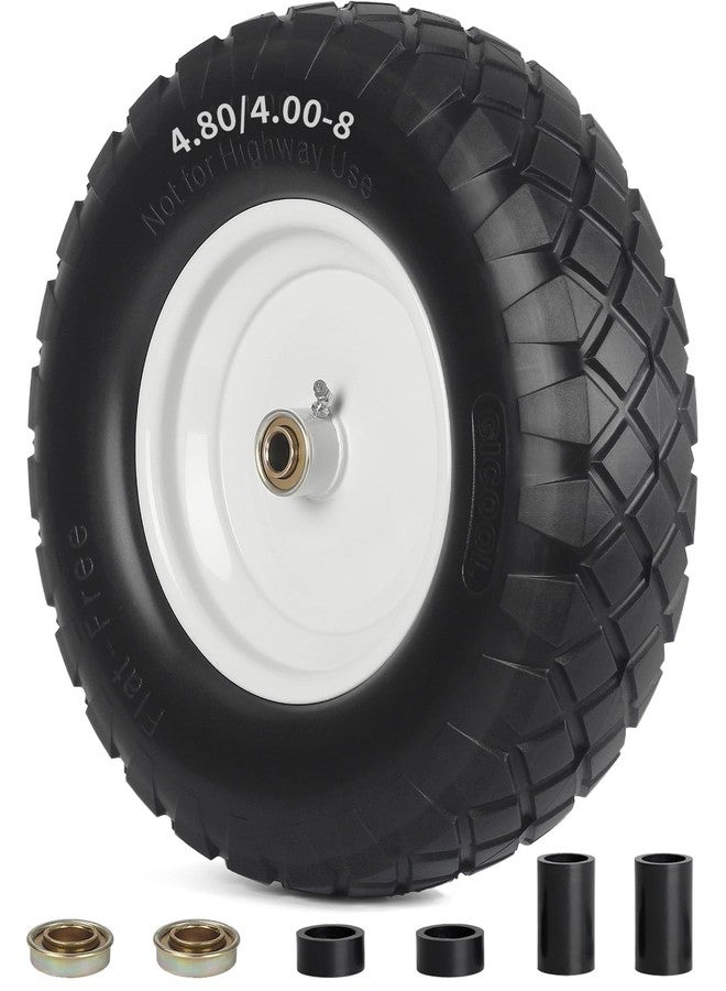 GICOOL - 4.80/4.00-8" Wheelbarrow Tire, 16" Solid Rim and Flat Wheel, 3-6" Hub Center, 5/8" and 3/4" Bearing, for Transmission Spreader Gar - Image 1
