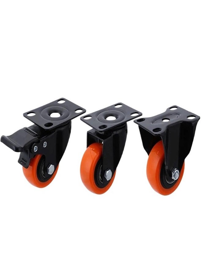 AOKLEY 2 Inch Swivel Castor Wheels Heavy Duty Industrial Casters 300KG Orange Polyurethane Trolley Furniture Caster 4Pcs(Color:Type 5) - Image 2