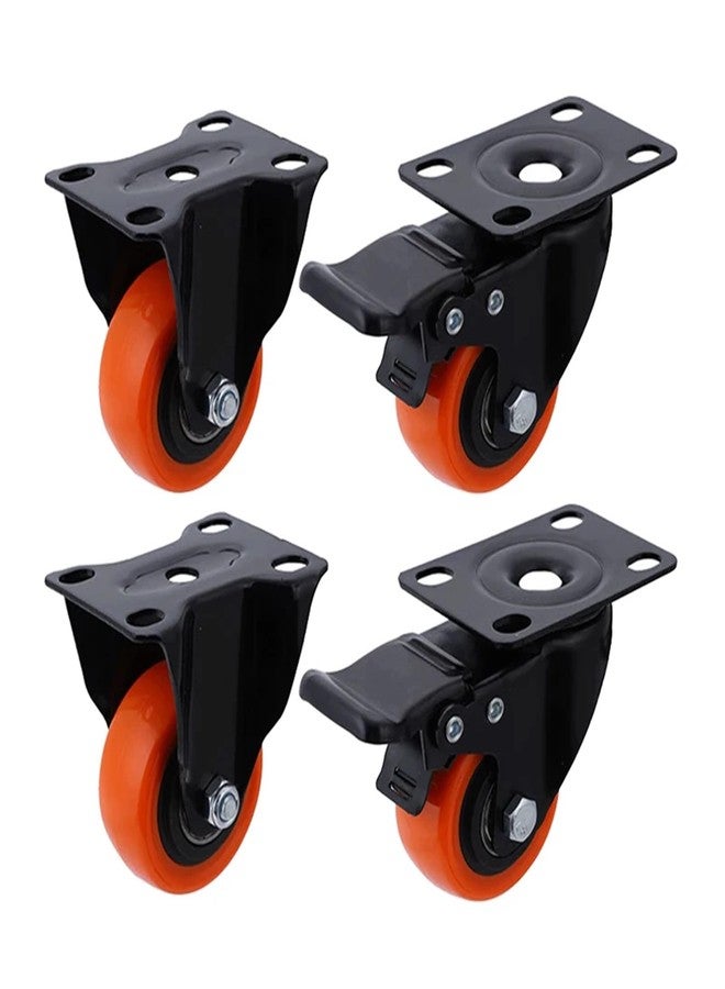 AOKLEY 2 Inch Swivel Castor Wheels Heavy Duty Industrial Casters 300KG Orange Polyurethane Trolley Furniture Caster 4Pcs(Color:Type 5) - Image 1