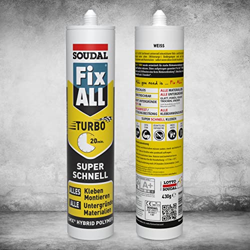 Soudal Super Fast White Elastomeric Adhesive, 290 ml, Water Resistant, Paste - Image 2