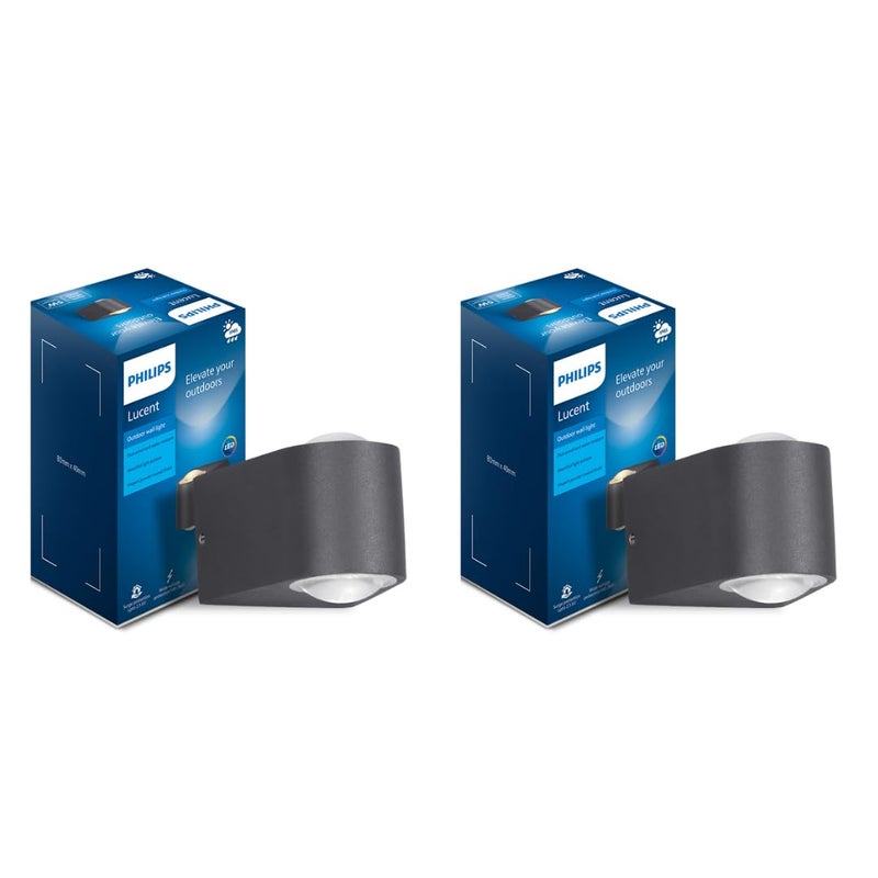 PHILIPS 5W 2-way decorative Wall Light | Lucent Outdoor Wall Light for Decoration | Colour : Warm White, Pack of 2 - Image 1