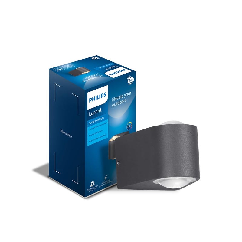 PHILIPS 5W 2-way decorative Wall Light | Lucent Outdoor Wall Light for Decoration | Colour : Warm White, Pack of 2 - Image 2