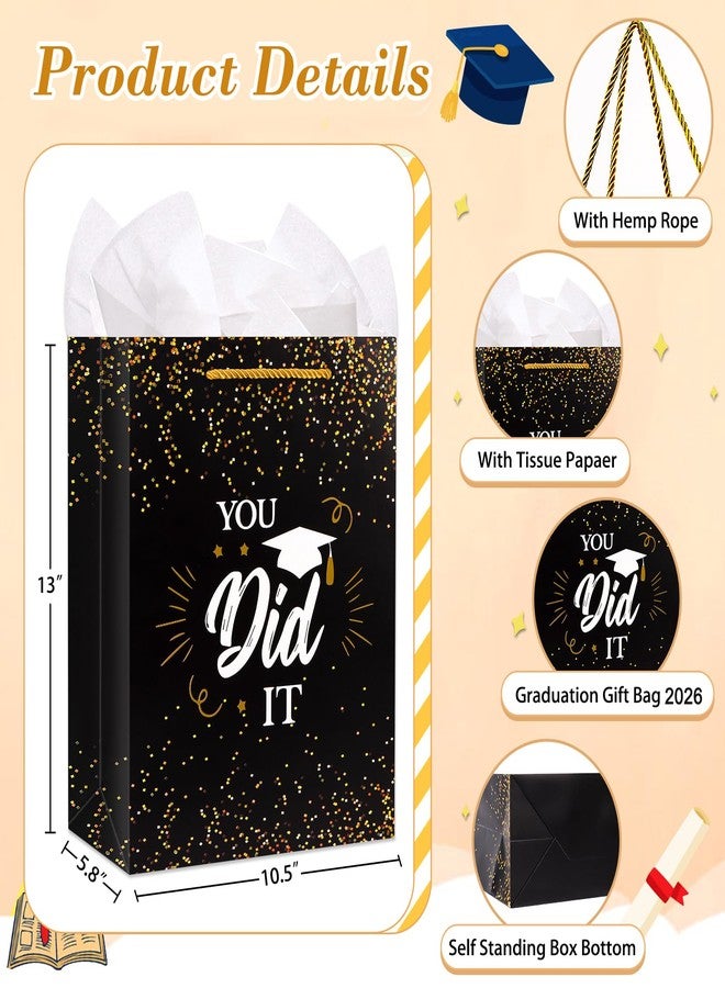 PETCEE Graduation Gift Bags - 13" Large Grad Gift Bag with Tissue Paper for Graduates Him Her 2026 You Did It Graduation Bags for College Senior High School 8th Grade Nursing School Party Supplies - Image 3